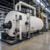 Caldera industrial con sistema de aislamiento térmico de alta temperatura para mejorar la eficiencia energética y reducir las pérdidas de calor.